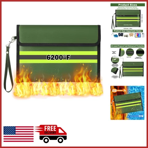 Fireproof Document Storage Bag 11.8x8.3 Inches Waterproof with Combination Lock