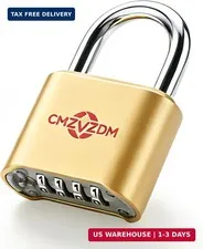 Combination Padlock, Heavy Duty 4 Digit Outdoor Combo Lock with Weather Resistan
