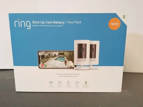 2 Pack Ring Stick up Cameras w/ Removable Battery  ( White) New