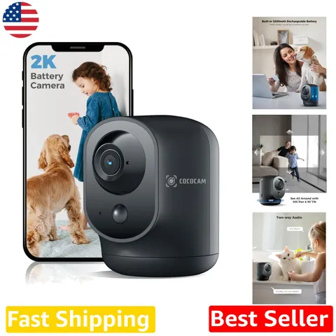 Smart 2K Security Camera: 3MP HD, 5200mAh Battery, AI Recognition, 2-Way Audio