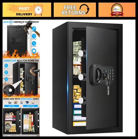 Large Fireproof Safe 3.4 Cubic Feet - Water & Fire Resistant, Digital Lock, Alar
