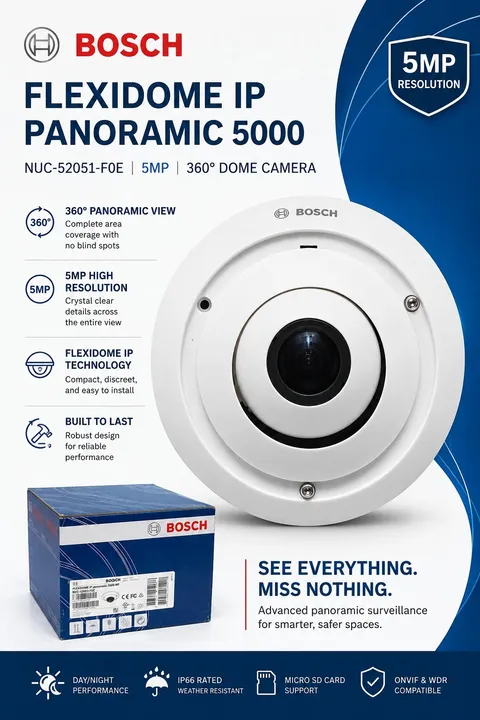 Bosch Flexidome IP Panoramic 5000 | NUC-52051-F0E | 5MP | 360°Dome Camera White 