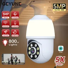 5MP E27 Bulb Camera Wifi Surveillance with LED Bulb PTZ 10X Zoom Ai Human Tracki