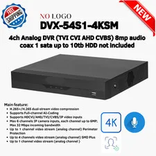 DVX-54S1-4KSM 4ch Analog DVR (TVI CVI AHD CVBS) 8mp audio coax 1 sata up to 10tb