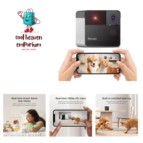 Play 2 Wi-Fi Pet Camera with Laser Toy for Cats & Dogs, 1080P HD Video, 160° ...
