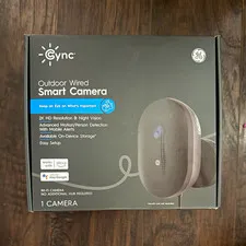 GE Cync Outdoor Wired Smart Camera 2K Wi-Fi Hardwired White Night Vision 1pc