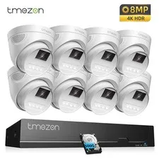 4K 8MP PoE Security Camera System H.265+ Human Detect 8CH HDD for Home Securoty