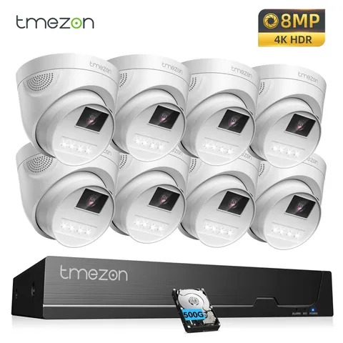 4K 8MP PoE Security Camera System H.265+ Human Detect 8CH HDD for Home Securoty