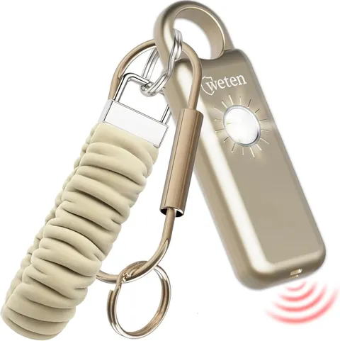 Weten Personal Safety Alarm Keychain - 130dB Siren with Bottom Speaker, LED Ligh