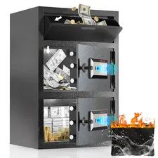 Large Drop Safe for Business, Biometric Cash Safe with Drop Slot Anti-Fishing