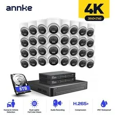 ANNKE 32CH 12MP NVR 4K Audio POE Security Camera System 8MP Color Night AI IP67