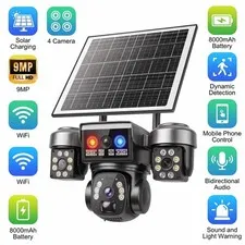 Solar Battery Powered Wireless WiFi Home Security Camera System Outdoor Pan/Tilt