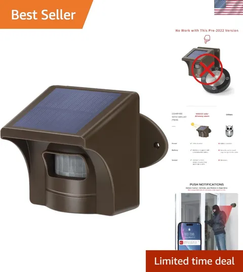 Solar-Powered Driveway Alarm Sensor with 1/2 Mile Wireless Range & App Alerts