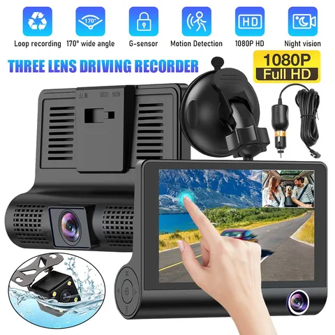 HD 1080P Car 3 Lens Dash Cam Front/Rear/Inside Video Recorder Camera G-sensor