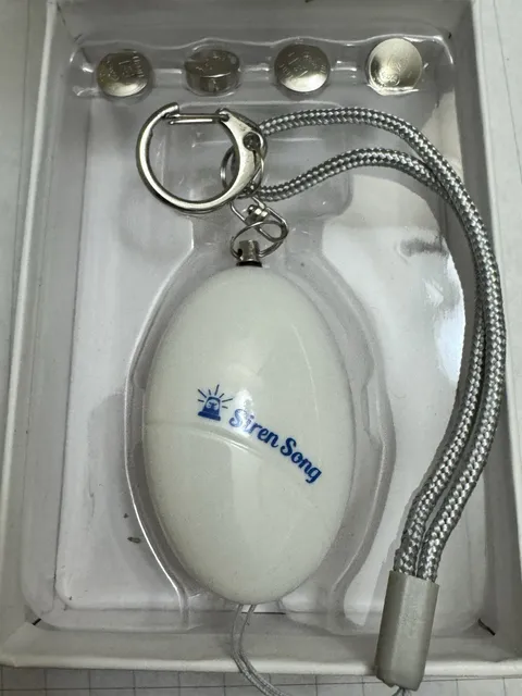 Siren Song Personal Attack Alarm White Keyring Lanyard Battery Powered