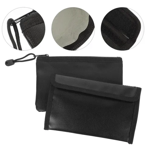 2Pcs Fireproof Storage Document Fire Resistant Bag for Office Bill File Home