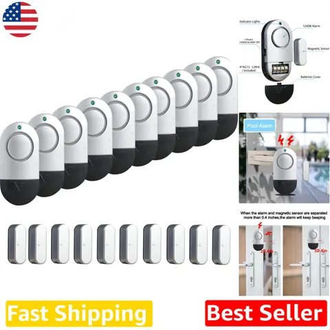 Home Security Window Door Alarms - 10 Pack Loud 120DB Kids Pool Safety
