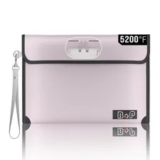 11x7.7 Inch Silver Fireproof Money Document Bag With Lock Waterproof Zipper
