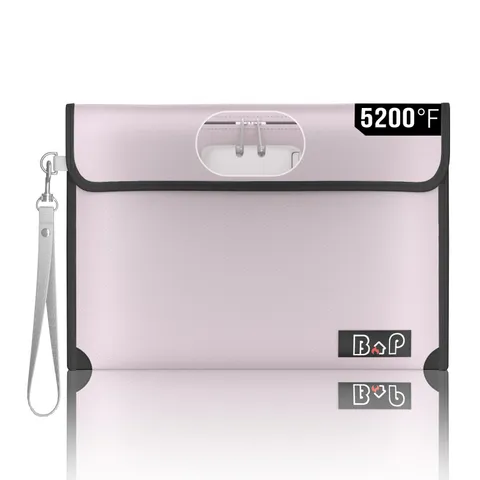 11x7.7 Inch Silver Fireproof Money Document Bag With Lock Waterproof Zipper