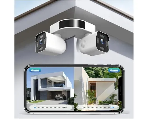 Dual Lens Outdoor Cameras 2.5K/5MP House Cameras Wired Plug-in | Wireless WiFi C