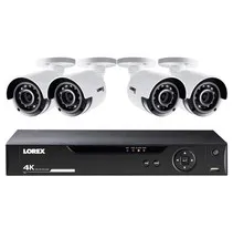 LOREX 4K  HD 8 CHANNEL SECURITY SYSTEM W/ 2 TB DVR 4 Bullet Cameras  Supplied