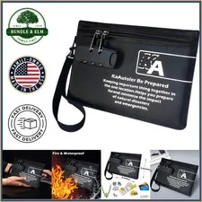 Small Fireproof Bag with Lock, Waterproof Zipper Pouch for Cash & Valuables