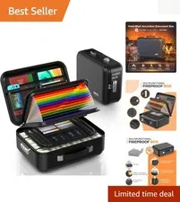 Fireproof & Waterproof Document Box with Secure Combination Lock - 24 Compart...