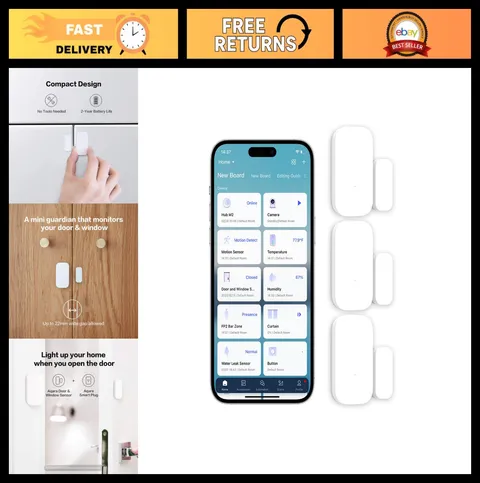 Wireless Mini Contact Sensor 3 Pack - Zigbee Door & Window Security Alarms