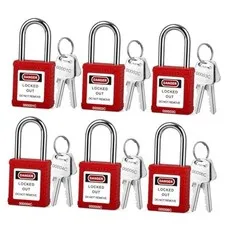 Lockout Tagout Locks 6-Pack｜OSHA Red Red-Keyed different-2 keys per lock-6pack