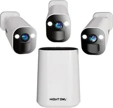 Night Owl 2K HD Battery Wi-Fi System Home Security Hub, 3 Cameras Indoor/Outdoor