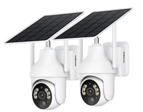 2 Cámaras Seguridad Solar 2K WiFi Exterior PTZ Visión Nocturna Audio Bidireccion