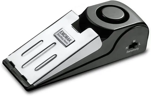 Black Door Stop Alarm with Loud 120dB Siren - Battery Powered Safety Device