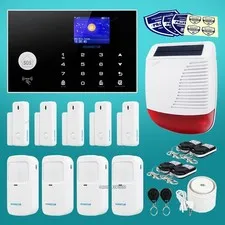 HOMSECUR Wireless 4G Home Security Alarm System+Wireless Solar Red Flash Siren