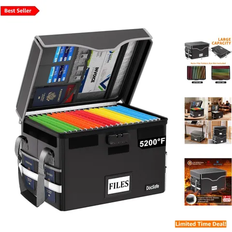 Durable Lockable Fireproof Box - 5200°F Resistance for Documents & Valuables