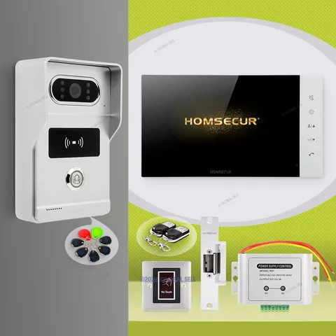 HOMSECUR 7" 4 Wire HD Video Door Phone Call Intercom Card Access Door Unlock
