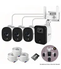 DVR Wired CCTV Security System with 4pcs Surveillance Camera With 64GB SD