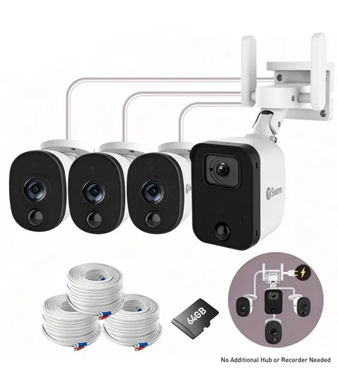 DVR Wired CCTV Security System with 4pcs Surveillance Camera With 64GB SD