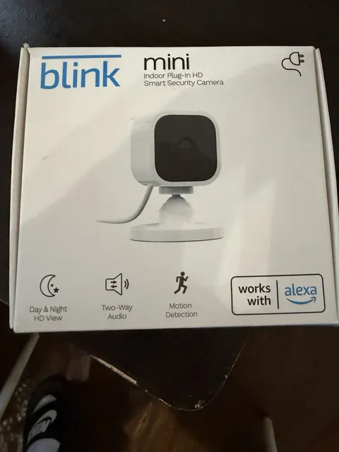Blink Mini Indoor Plug-In HD Wi-Fi Camera Alexa Motion 2-Way Audio White