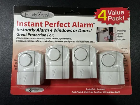 Door Window Alarm - 90 dB, 4 Pack Peel Stick - Batteries Included - Handy Trends