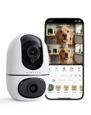 Pet Camera Indoor for Dogs & Cats, 360° PTZ Pet Monitor with Motion Tracking,...