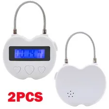 2x White USB Rechargeable Smart Time Lock LCD Display Temporary Timer Padlock