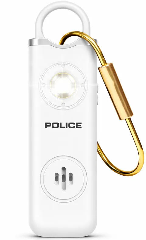 Police Personal Safety Alarm 130dB Rechargeable Self Defense LED Light White