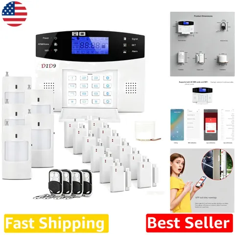 Expandable Wireless DIY Alarm 24pc Kit - 4G WiFi GSM, App Alerts, Motion Sensors