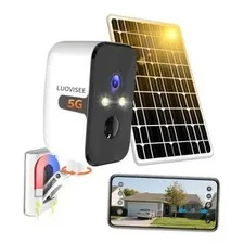 2.4/5G WiFi Cameras for Home Security with Solar Panel,Pan Rotating 180°