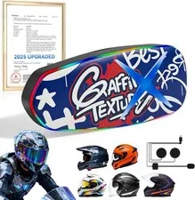Motorcycle Bluetooth Helmet Headset 5.0 V1.5.0 Smart Chip Black Blue 1200mAh