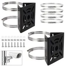 2 PCS Camera Pole Mount Bracket Stainless Steel Adapter Loops CCTV PTZ Dome
