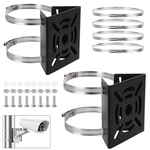 2 PCS Camera Pole Mount Bracket Stainless Steel Adapter Loops CCTV PTZ Dome