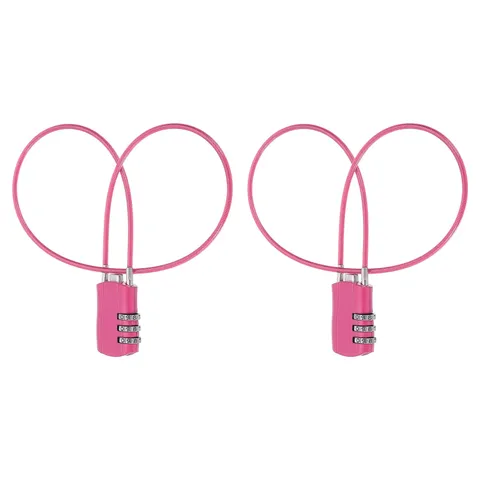 2 Pcs 3 Digit Luggage Cable Combination Lock with 20" Long Cable, Rose