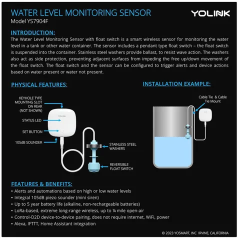 LoRa Water Leak Sensor - Battery-Powered Sump Pump Alarm