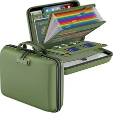 Fireproof File Organizer w/ Lock,Hard-Shell Case Fireproof Document Box-13Pocket